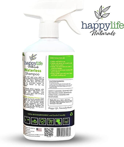 Waterless Pet Shampoo: No-Rinse Foaming Dry Shampoo Spray for Dogs & Cats - Cleanses, Hydrates, & Neutralizes Odor, pH-Balanced, Safe for Sensitive Skin & Licking, 500 ml