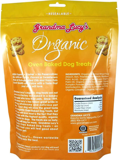 Grandma Lucy's Organic Oven Baked Dog Treats 2 Flavor Variety Bundle: (1) Pumpkin Recipe and (1) Banana and Sweet Potato Recipe (2 Bags Total, 14 Ounces Each)