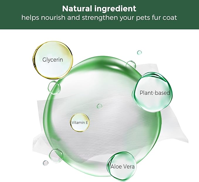 Dog Wipes, 100 Count Pet Grooming Wipes, Conditioning Shine Coat, Cleaning and Deodorizing, Pet Wipes for Dogs & Cats, for Sensitive Skin (Aloe Vera)