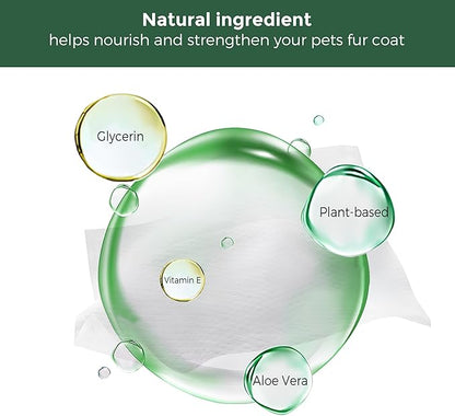 Dog Wipes, 100 Count Pet Grooming Wipes, Conditioning Shine Coat, Cleaning and Deodorizing, Pet Wipes for Dogs & Cats, for Sensitive Skin (Aloe Vera)