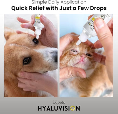 Hyaluvision Pet Eye Drops  0.40% Hyaluronan for Dogs & Cats, Relieves Dry Eyes & Infection, Eye Lubricant & Hydration, Soothes Allergy & Pink Eye, Tear Stain Remover, 0.68 fl oz