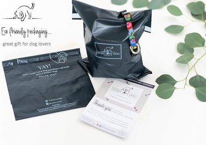 Lucky Love Dog Collars for Large Dogs Rainbow Pattern, Colorful Girl or Boy Dog Collar for Large Dogs, Rainbow Stripes, Hippie, Large