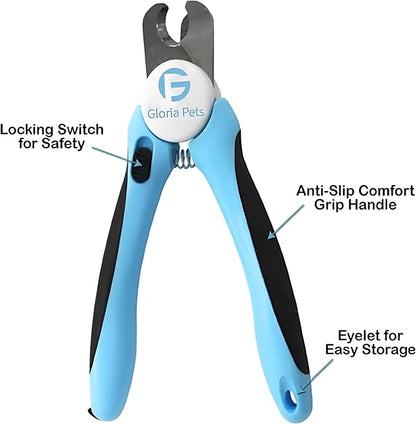 Cat Nail Clippers and Trimmers Set, Professional Pet Grooming Tools for Cats' Nails with Safety Guard, Free Nail File, Razor Sharp Blades, Meduim, Blue