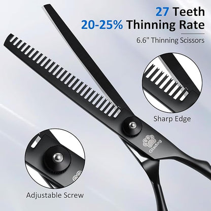 Dog Grooming Scissors Kit with Safety Round Tips, GLADOG Professional 5 in 1 Grooming Scissors for Dogs