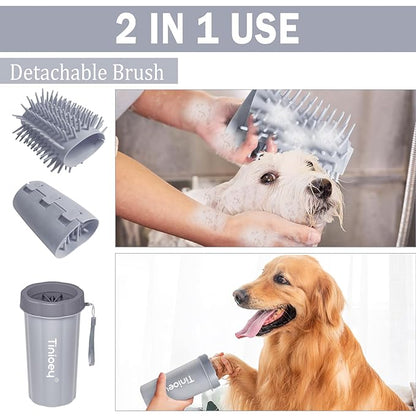 Dog Paw Cleaner for Large Dogs (with 3 Towels & Dog Bath Brush), Dog Paw Washer, Muddy Paw Cleaner, Pet Foot Cleaner