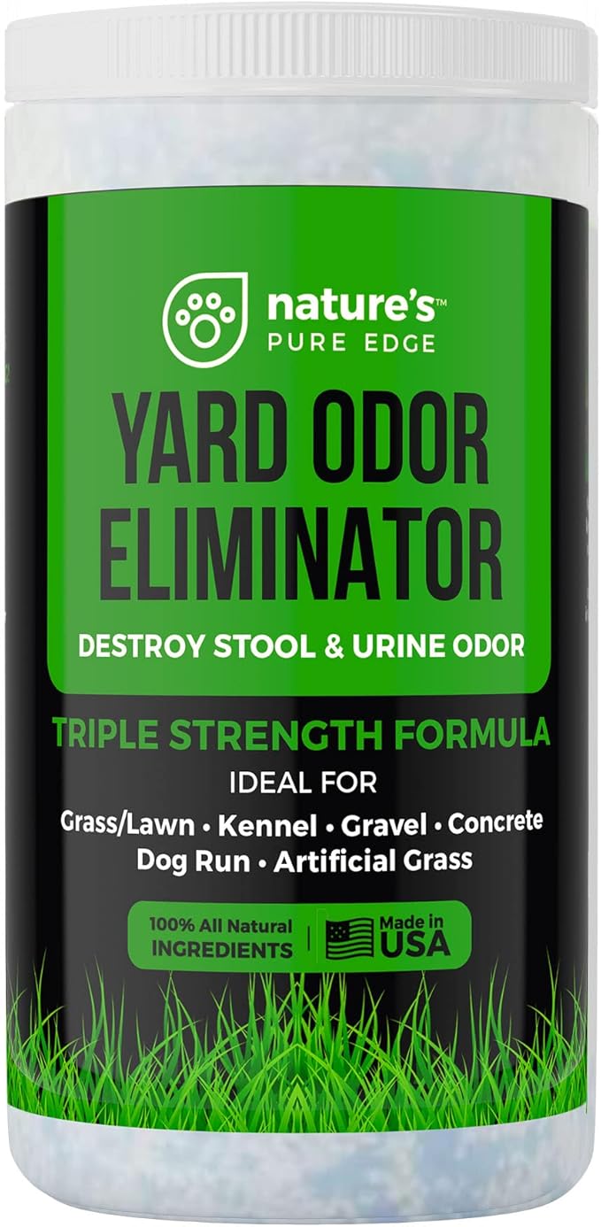 "Nature's Pure Edge,Yard Odor Eliminator. Perfect For Artificial Grass, Patio, Kennel, and Lawn. Instantly Removes Stool and Urine Odor. Long Lasting. Kid and Pet Safe.
