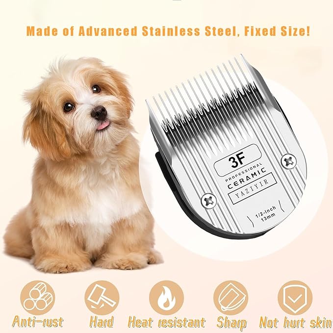 3F Dog Grooming Detachable Ceramic Blade,Compatible with WAHL 5 in 1 Blade for Wahl Arco, Bravura, Chromado, Creativa, Figura, and Motion Clippers. Cut Length 1/2-Inch 13mm