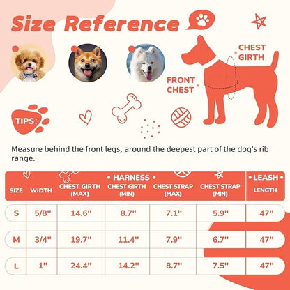 Dog Harness and Leash Set for Large Dogs Rayon Derived from Bamboo 90%, Polyester 10%, No Pull Dog Harness, Step-in Adjustable Dog Leash, Easy to Wear for Large Dogs-Orange