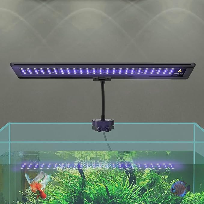 IREENUO Aquarium LED Light, Full Spectrum Fish Tank Clip on Light with Remote, Color Changing Lighting for Reef Coral Aquatic Plants and Fish Keeping (16W（20.4 inch）)