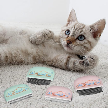 Cat Comb, Cat Brush for Shedding Grooming, Hair Removal Massaging Shell Comb for Cats Dogs Puppy Rabbit Bunny, Easy to Dematting Matted Fur Tangled Hair Undercoat, 2 PCS (Pink)