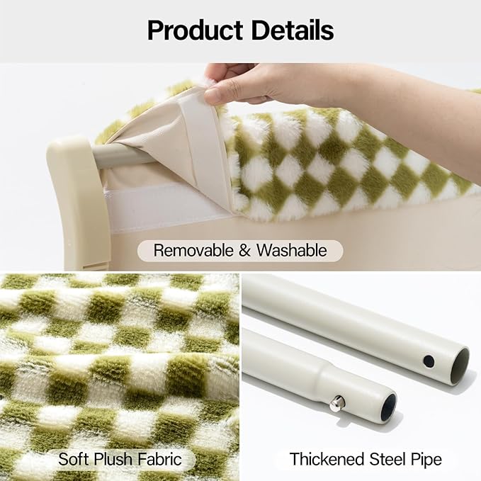 MEWOOFUN Window Sill Perch for Indoor Cats, One-Step Sliding Clamping Slot Adjustment Window Hammock With Removable Covers, Cat Bed for Windowsill & Bedside (Green, Large)