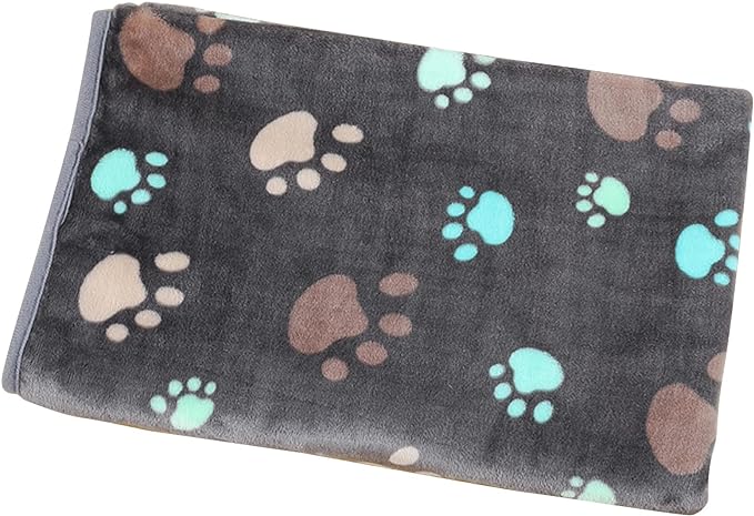 UTTPLL Blankets Super Soft & Warm Fleece Flannel Pet Blanket Cats Dogs Cute Paw Print Pet Throw Puppy Blankets Fleece Grey Paw Small