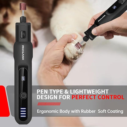 Dog Nail Grinder - Electric Pet Nail Grinder, Upgraded 5 Speed LED Lights Ring Rechargeable Cordless Dog Nail Trimmers Kit, 40 Accessories Pet Nail Grinder for Dogs Cats and Small Medium Animals Black