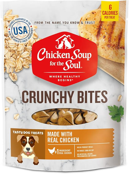 Chicken Soup For The Soul Pet Food Crunchy Bites Dog Treats, Chicken, 12 Ounce Bag | Soy, Corn & Wheat Free, No Artificial Flavors or Preservatives