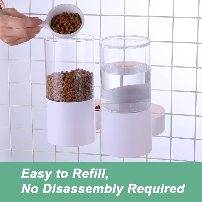 Hanging Automatic Food Water Dispenser,Gravity Rabbit Feeder and Water Dispenser Set,Cage Cat Food Bowl for Bunny Chinchilla Guinea Pig Hedgehog Ferret