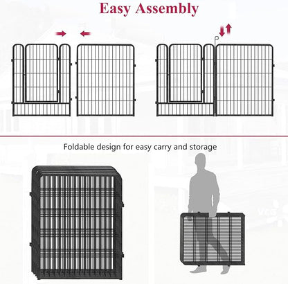 Dog Playpen, 32inch 20 Panels Outdoor Dog Fence Indoor Dog Pen Anti-Rust Pet Puppy Pen Dog Exercise Pen with Lock for Medium Small Dogs, Portable Pet Fence for Yard RV Camping