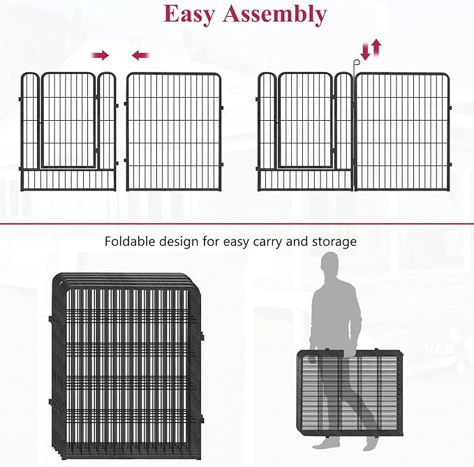 Dog Playpen Dog Fence Outdoor for Yard, 32inch 42 Panels Dog Pens Outside Anti-Rust Pet Playpen Exercise Pen with Lock, Portable Pet Fence for Yard RV Camping