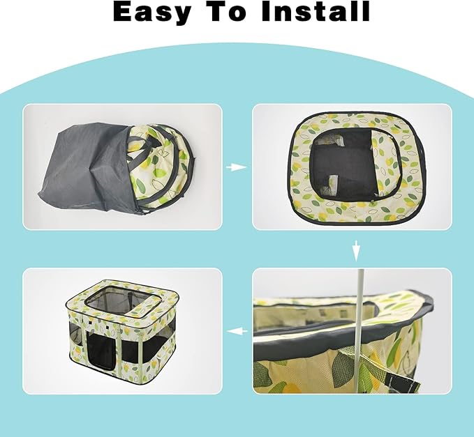 Hamiledyi Small Kitten Playpen Indoor with Top Portable Collapsible Cat Play Pen, Foldable Rectangle Puppy Exercise Kennel, Collapsible Enclosedfor Pet (Green)