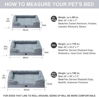 WNPETHOME Jumbo Orthopedic Dog Bed, Great Dane Dog Beds for Giant Dogs, Bolster Dog Sofa Bed，Waterproof Dog Couch for Pet Sleeping, Pet Bed for Large Dogs