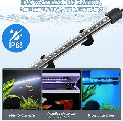 FEDOUR 7in Submersible Aquarium LED Light, 24/7 Aquarium Lights with Full Spectrum RGBW LEDs, IP68 Waterproof Fish Tank Light with Dimming, Timming and Color Adjustable