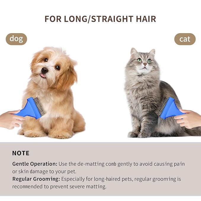 Dog Brush for Shedding cat deshedding grooming supplies for indoor short long hair pet dematting undercoat rake for brish poodle remove matted fur slicker best comb tool cepillo para perros. (Blue)