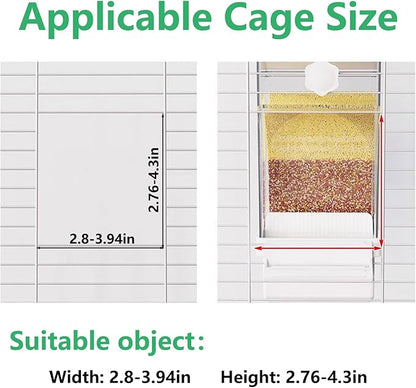 Hamiledyi Automatic Bird Feeder No Mess Bird Cage Feeder Transparent Acrylic Parrot Seed Food Container with Perch Cage Accessories for Parakeet Finch Lovebirds Budgies Canary (White)