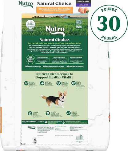 Nutro Natural Choice Small Bites Adult Dry Dog Food, Chicken and Brown Rice Recipe, 30 lbs.