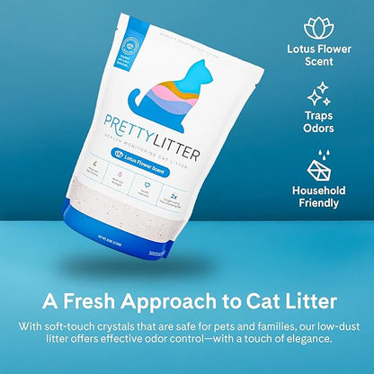 PrettyLitter Health Monitoring Cat Litter (Lotus Flower, Non Clumping) | Lightweight & Low Tracking, Color Changing Silica Gel Crystals, Advanced Odor Control — 6 Lbs, Pack of 2 (Two Month Supply)