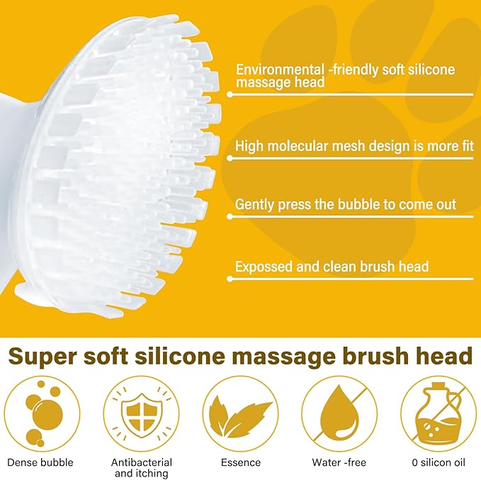 Dogs Cleaner for Paw, Pet Paw Cleaner Foam for Dogs, Dogs Paw Pad Cleaner No-Rinse Waterless Dog Shampoo Cats Feet Cleaning with Silicone Brush Easy Quickly Clean Paws for Pets