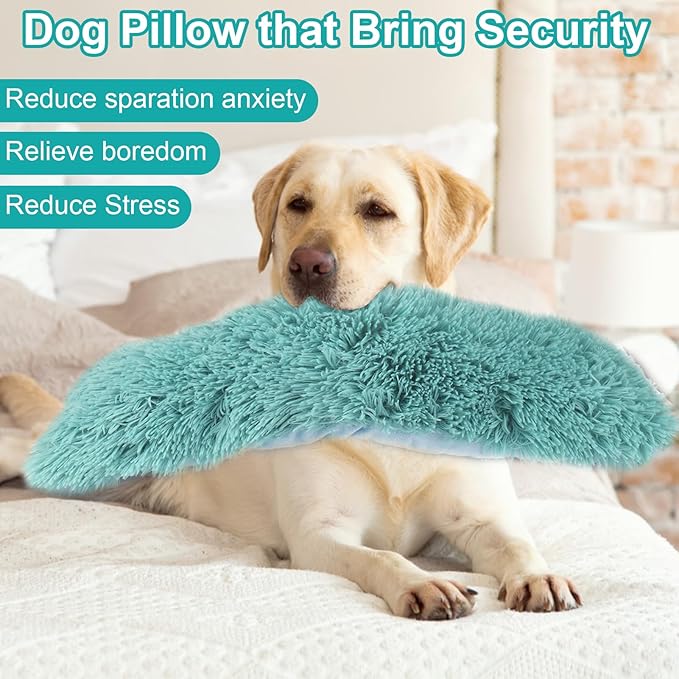 Mity rain Dog Pillow, Dog Calming Pillow for Anxiety Relive, Double Side Long Pillow for Large and Medium Dogs Joint Relief Sleeping Improve, Pet Calming Toy Blue
