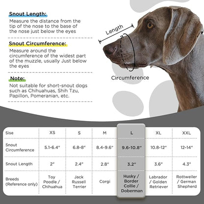 Dog Muzzle,Mesh Soft Muzzle for Small Medium Large Sized Dogs, Breathable Reflective Adjustable Puppy Muzzles with Collar for Scavenging Grooming Biting Chewing,Allows Panting and Drinking