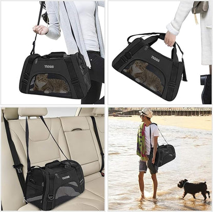 Cat Carrier Airline Approved Pet Carrier,Soft-Sided Pet Travel Carrier for Cats Dogs Puppy Comfort Portable Foldable Pet Bag,Airline Approved