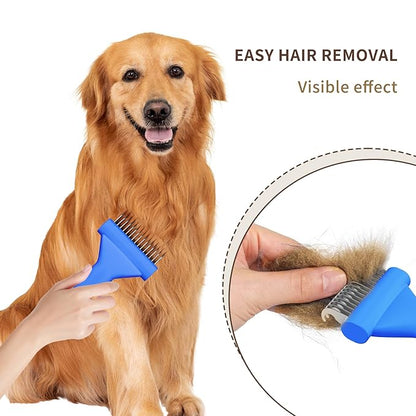 Dog Brush for Shedding cat deshedding grooming supplies for indoor short long hair pet dematting undercoat rake for brish poodle remove matted fur slicker best comb tool cepillo para perros. (Blue)