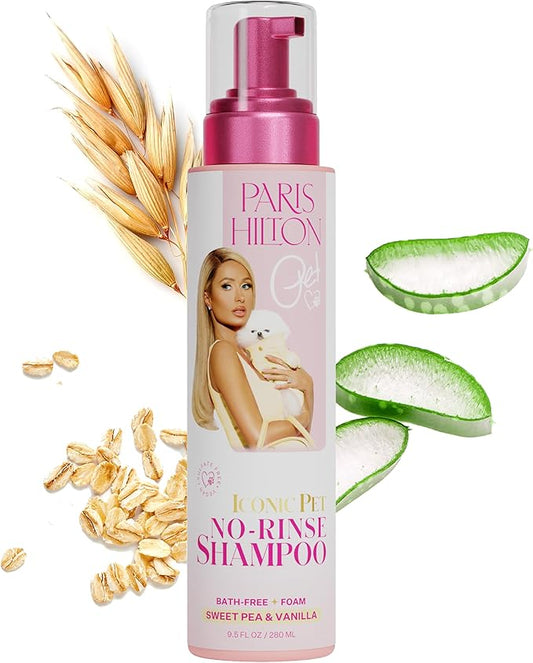 Paris Hilton Pet Iconic Sweet Pea & Vanilla Scent No-Rinse Dog Shampoo, Waterless Dog Wash, Hypoallergenic, 280ml  Quick Clean for Dogs, Easy Grooming, No Rinse Needed