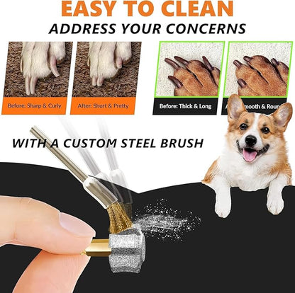 LENONG Diamond Dog Nail Grinder Head with 7-Grooves, Anti-Clogging & Fast Cooling Pet Nail Grinder Wheel Replacement with Steel Brush for Casfuy and Most Brands (1pcs 60#)