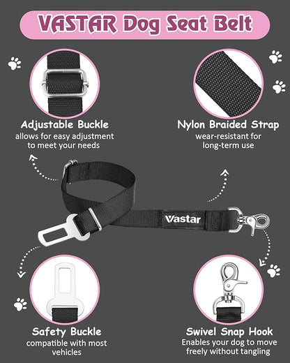 Vastar 2 Packs Adjustable Pet Dog Cat Car Seat Belt Safety Leash Vehicle Seatbelt