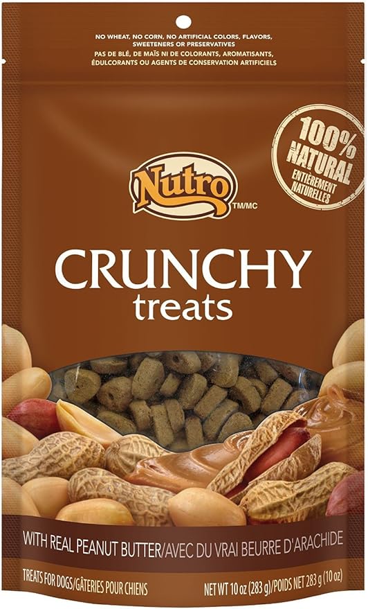 Nutro Crunchy Dog Treats 2 Flavor Variety Bundle: (1) Nutro Crunchy Dog Treats with Real Peanut Butter and (1) Nutro Crunchy Dog Treats with Real Mixed Berries, 10 Ounces Each (2 Bags Total)