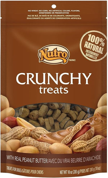 Nutro Crunchy Dog Treats 2 Flavor Variety Bundle: (1) Nutro Crunchy Dog Treats with Real Peanut Butter and (1) Nutro Crunchy Dog Treats with Real Mixed Berries, 10 Ounces Each (2 Bags Total)