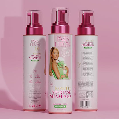 Paris Hilton Pet Iconic Bergamot Scent No-Rinse Dog Shampoo, Waterless Dog Wash, Hypoallergenic, 280ml  Quick Clean for Dogs, Easy Grooming, No Rinse Needed