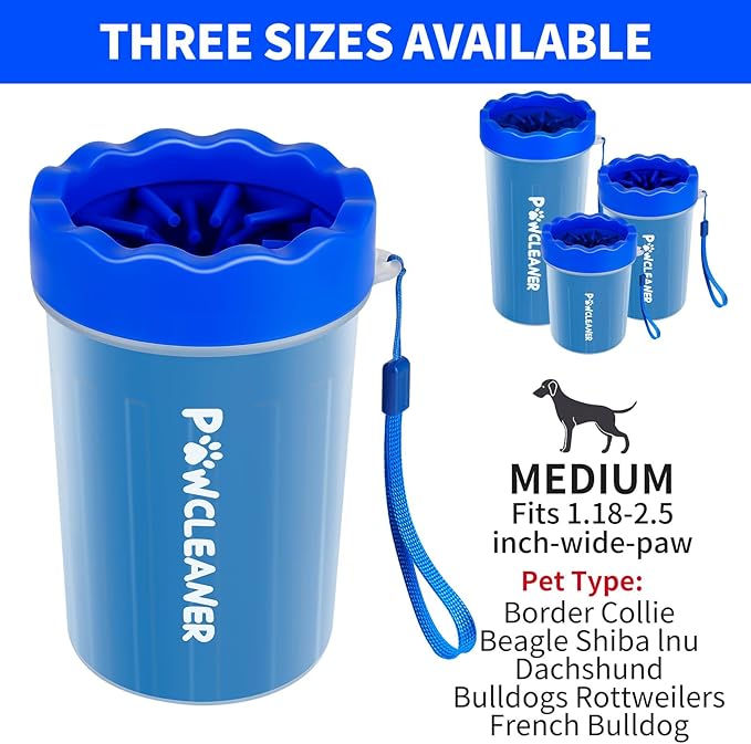 Dog Paw Cleaner for Dogs, (with 3Pcs Absorbent Towels & Adjustable Bath Brush) Dog Paw Washer, Pet Foot Cleaner (Deep Blue, Medium)