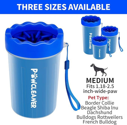 Dog Paw Cleaner for Dogs, (with 3Pcs Absorbent Towels & Adjustable Bath Brush) Dog Paw Washer, Pet Foot Cleaner (Deep Blue, Medium)