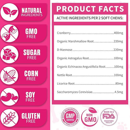 Dog Urinary Tract Supplement, Cranberry Supplement for Dog Urinary Tract, Bladder Support, Kidney Support, 200 Chews Natural Cranberry Support for Dogs