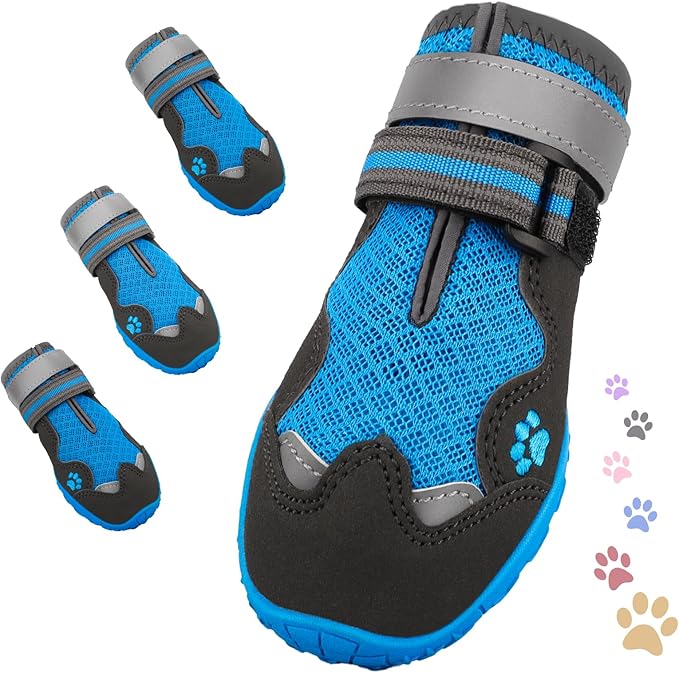 Dog Shoes for Large Medium Small Dog, Mesh Breathable Dog Shoes for Hot Pavement, Anti-Slip Dogs Boots Paw Protectors with Reflective for Outdoor Walking Indoor Hardfloors (Size 2)