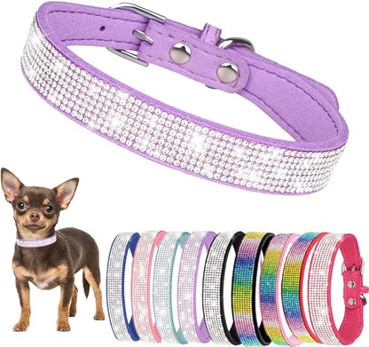 Rhinestone Dog Collars for Large Dogs, Bling Dog Collar with Diamond Crystal Glitter Sparkling Female Dog Collars for Medium Large Dogs Purple, XXL