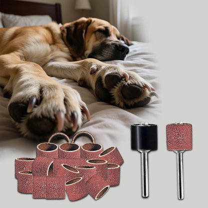 22-Pack Pet Nail Grinder Replacement Kit - Sanding Bands for Dogs & Cats -1/2" Black Grinding Drums Claw Care, Compatible with All Major Pet Grinders (120 Grit)