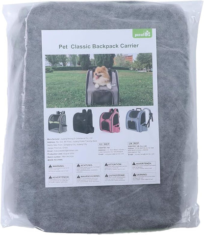 Pecute Cat Backpack with Breathable Mesh, Dog Backpack Carrier with Multi-Pockets for Cats Puppies, Pet Backpack Carrier for Travel Hiking Camping Outdoor Blue