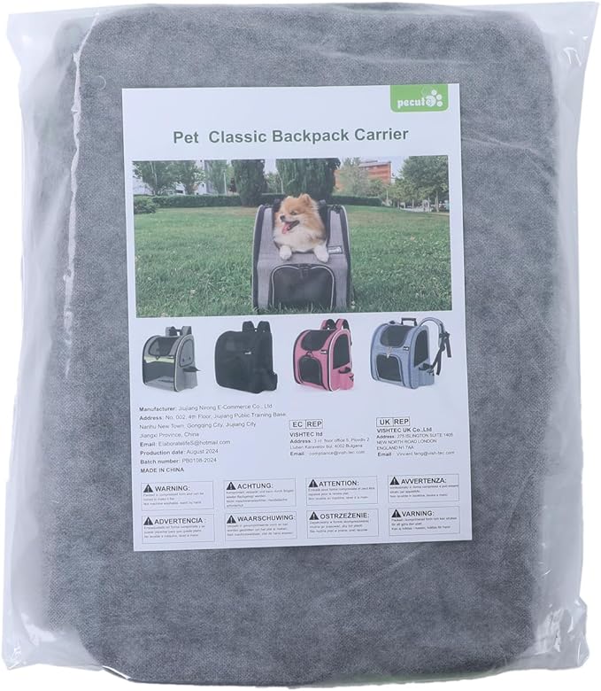Pecute Cat Backpack, Adult Cat Backpackswith Breathable Mesh, Collapsible Small Dog Backpack, Pet Backpack with Multi-Pockets, Great for Travel Hiking Camping (Gray)