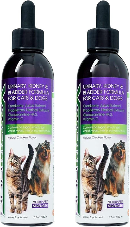 Cat & Dog Urinary Tract Treatment, Bladder & Kidney Support for Dogs and Cats, Powerful Yet Gentle Pet Care, with Liquid Cranberry & Glucosamine, Chicken Flavor, 6 oz Bottle, 2 Pack