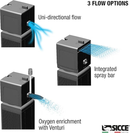 Sicce Shark PRO 500 Internal Aquarium Filter 140 GPH Submersible | Up to 37 Gallons | in-Tank Freshwater and Saltwater Application with Single Removable Filter Cartridge | Fish Tank Turtle Terrarium