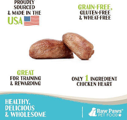 Raw Paws Freeze Dried Chicken Hearts for Dogs, 4-oz, Whole - Made in USA - Freeze Dried Hearts for Dogs - Single Ingredient Freeze Dried Chicken Dog Treats - Freeze Dried Chicken for Dogs